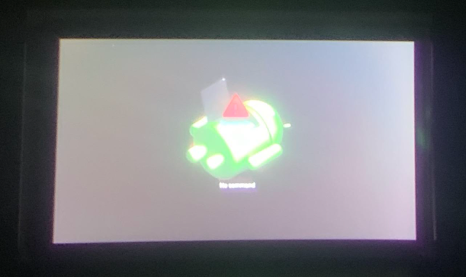 The Android figure and No command screen